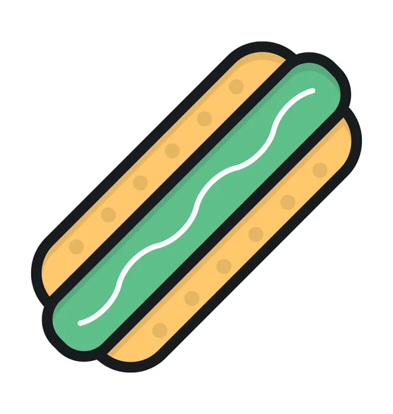 Hot Dog Ploché Vektorové Ikony — Stockový vektor