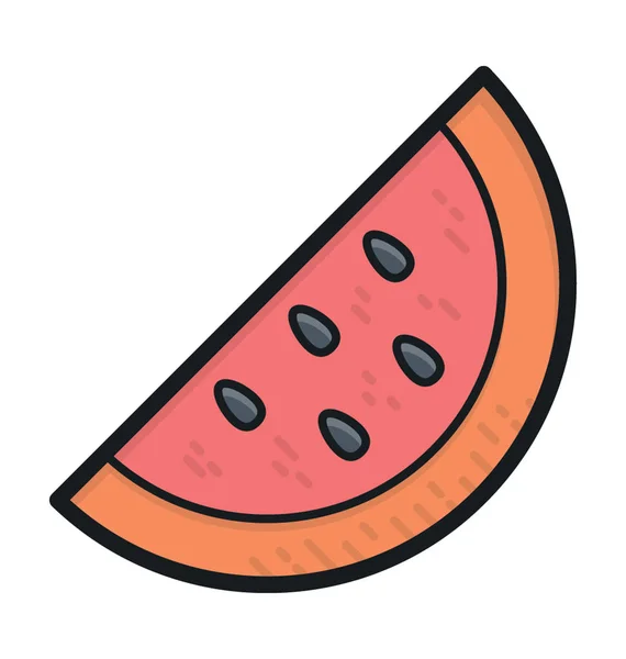 Watermelon Slice Flat Vector Icon — Stock Vector