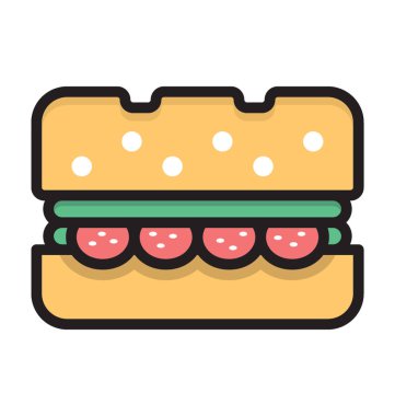 Hamburger Düz Vektör Simgesi 