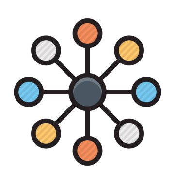 Atom düz vektör simgesi 