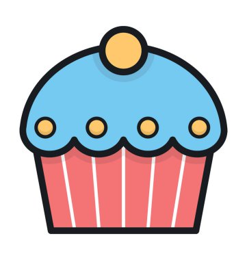 Muffin düz vektör simgesi 