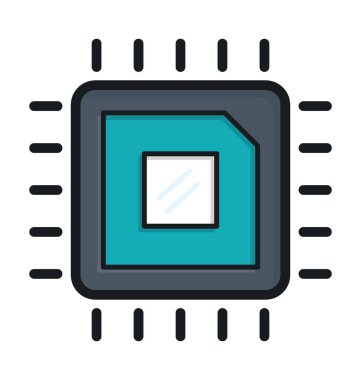 İşlemci çip düz vektör simgesi 