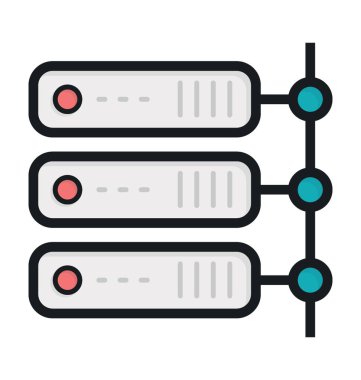 Ağ sunucu düz vektör simgesi 