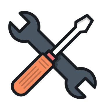 Çalışma araçları düz vektör simgesi 