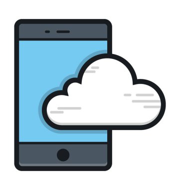 Mobil bulut düz vektör simgesi 