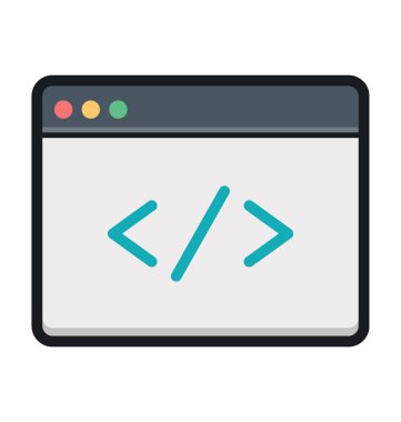 HTML kodlama düz vektör simgesi 