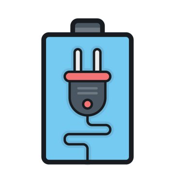 Pil şarj düz vektör simgesi 