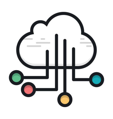 Bulut paylaşımı düz vektör simgesi 