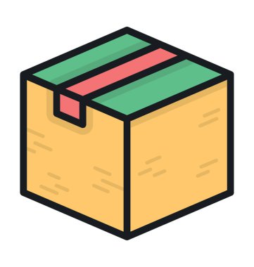 Teslimat kutusu düz vektör simgesi 