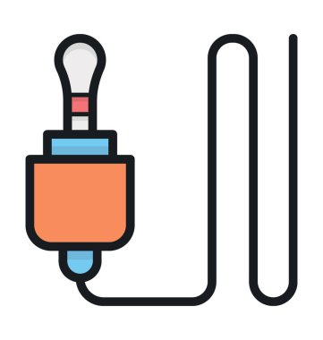 Jack kablo düz vektör simgesi 