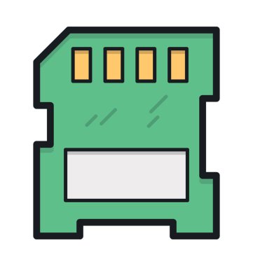 Bellek Kartı Düz Vektör Simgesi 