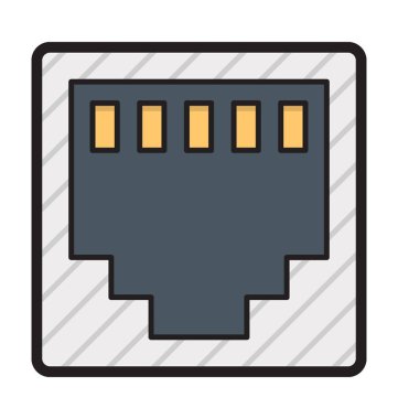 Lan soket düz vektör simgesi 