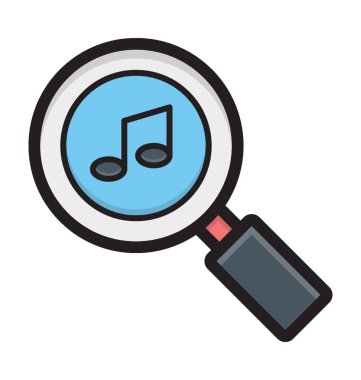 Müzik arama düz vektör simgesi 