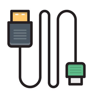 USB fiş düz vektör simgesi 