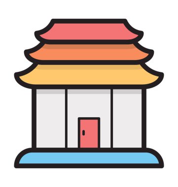 Tapınak düz vektör simgesi