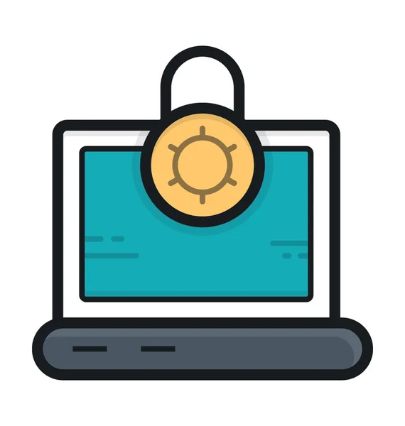 Laptop Biztonsági Lapos Vector Icon — Stock Vector