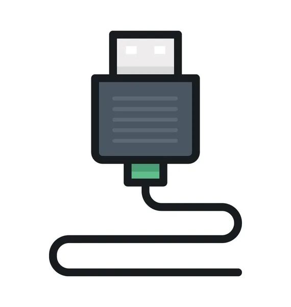 Enchufe Usb Plano Vector Icono — Archivo Imágenes Vectoriales