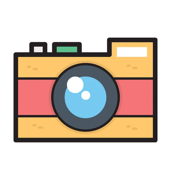 Camera Platte Vector Pictogram — Stockvector