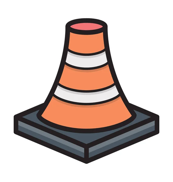 Traffic Cone Flat Vector Icon — Stock Vector