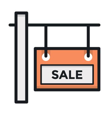 Satışı işareti düz vektör simge kurulu