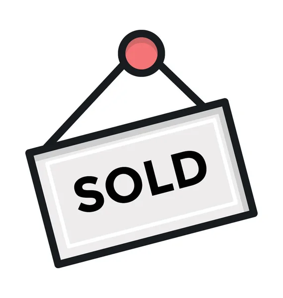 Sold Sign Board Flat Vector Icon — Stock Vector