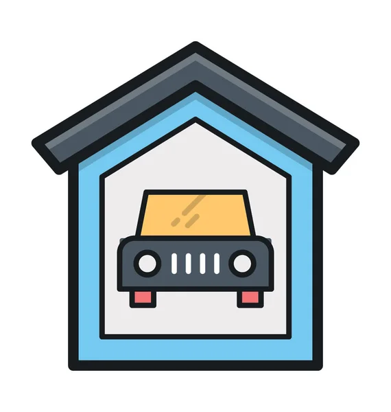 Garage Platte Vector Icon — Stockvector