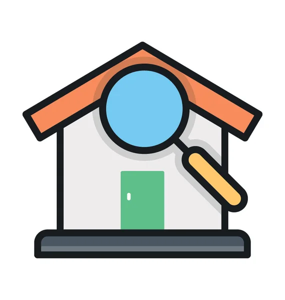 House Search Flat Vector Icon — Stock Vector