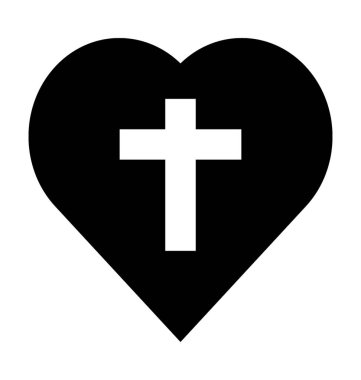Kalp kutsal düz vektör simgesi çapraz ile 