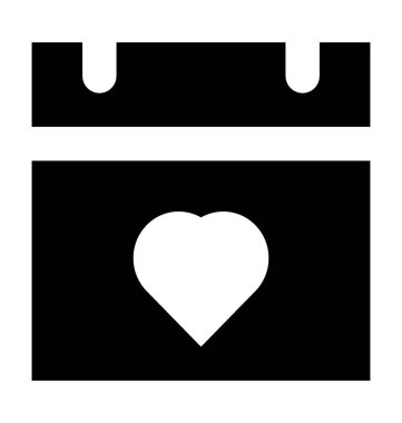 Kalp takvim düz vektör simgesi 