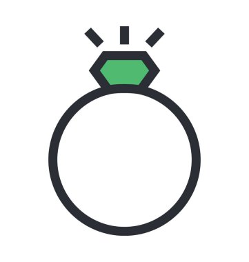 Elmas yüzük renkli vektör simgesi