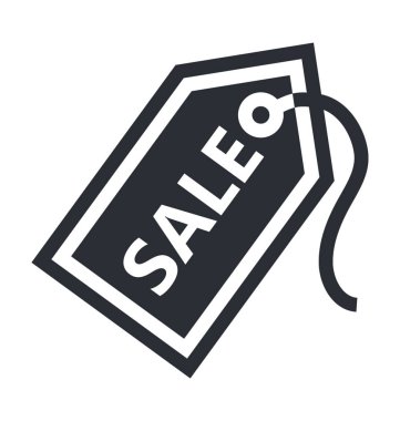 Satılık etiketi düz vektör simgesi 