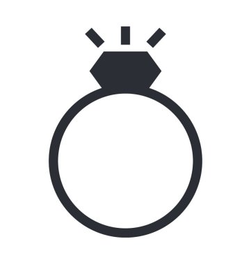 Elmas yüzük düz vektör simgesi 