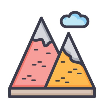 Karlı zirveleri renkli vektör simgesi