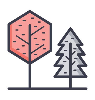 Ağaçlar renkli vektör simgesi