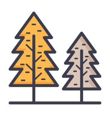 Çam ağaçları renkli vektör simgesi