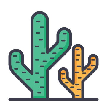 Kaktüs bitki renkli vektör simgesi