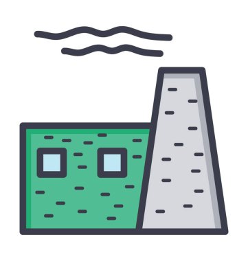 Nükleer santral renkli vektör simgesi