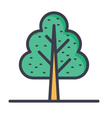 Çalı ağacı renkli vektör simgesi