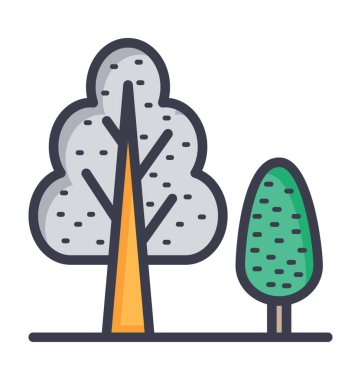 Çalı ağacı orman renkli vektör simgesi