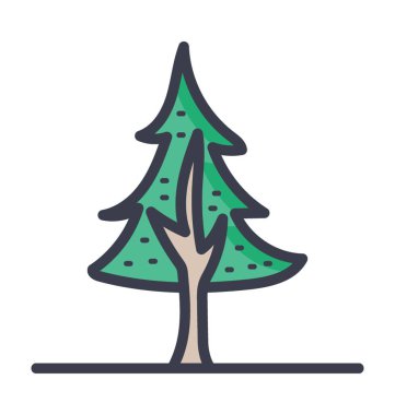 Çam ağacı renkli vektör simgesi