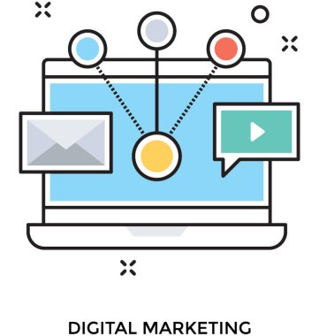 Dijital pazarlama renkli vektör simgesi