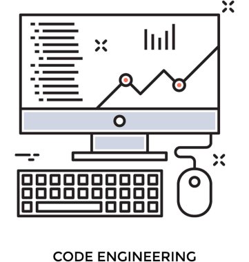 Kod mühendisliği düz vektör simgesi