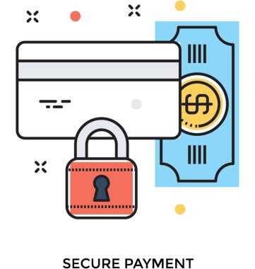 Güvenli ödeme düz vektör simgesi