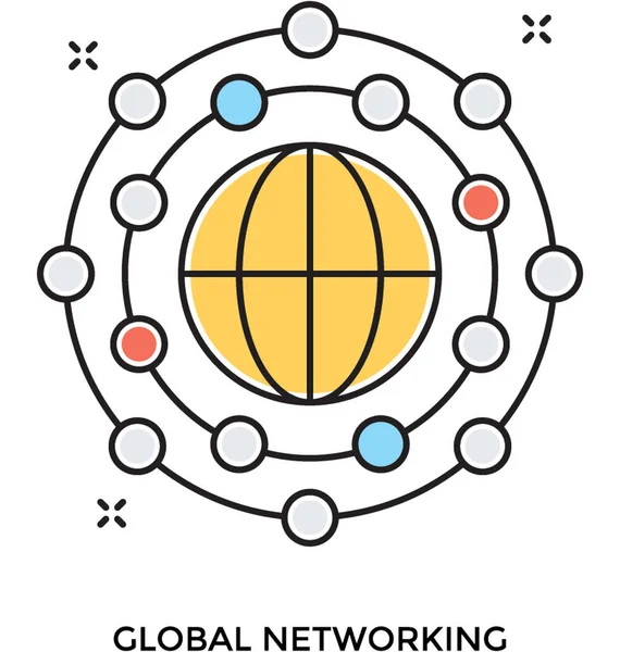 Globales Netzwerk Farbiges Vektorsymbol — Stockvektor