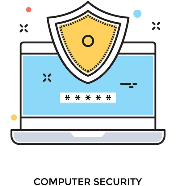 Sécurité Informatique Icône Vectorielle Plate — Image vectorielle
