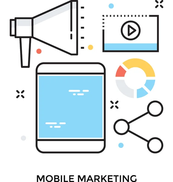 Icône Vectorielle Colorée Marketing Mobile — Image vectorielle