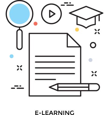 E öğrenme renkli vektör simgesi