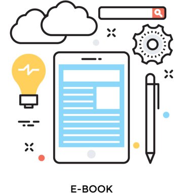 E kitap renkli vektör simgesi 