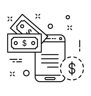 mobil bankacılık çizgisi vektör simgesi 