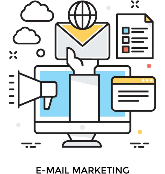 Email Marketing Colorido Vetor Ícone — Vetor de Stock